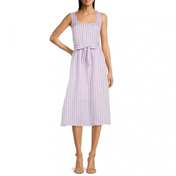 Dkny Dresses & Skirts - DKNY Lavender/White  Check Sleeveless Scoop Neck Dress